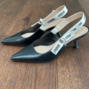 Dior J’adior black leather slingback. Low heel. Size 8 US (38 UK).